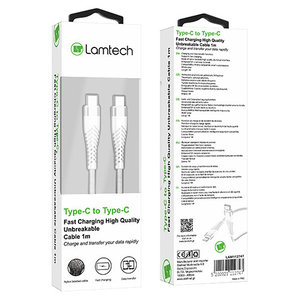 LAMTECH HQ UNBREAKABLE CABLE TYPE-C TO TYPE-C WHITE 1M