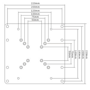 BRATECK LCD-201C, Προσαρμογέας VESA, από 50x50, 75x75 100x100 σε 200x200 ή 200x100, Μαύρο
