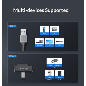 ORICO αντάπτορας USB-C σε SATA UTS3-3A, 5Gbps, καλώδιο USB, μαύρος