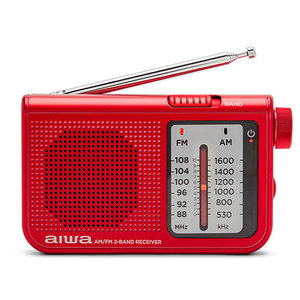 AIWA POCKET AM/FM RADIO WITH DUAL ANALOG TUNER RED