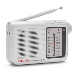 AIWA POCKET AM/FM RADIO WITH DUAL ANALOG TUNER SILVER