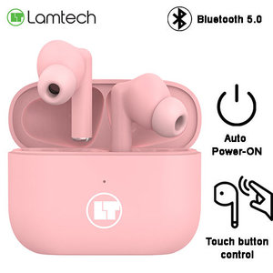 LAMTECH BLUETOOTH 5.0 TWS EARPHONES WITH CHARGING DOCK PINK