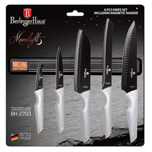 Berlinger Haus Σετ μαχαίρια από ανοξείδωτο ατσάλι 6τμχ με επιτοίχια μαγνητική βάση, Moonlight Edition BH-2703