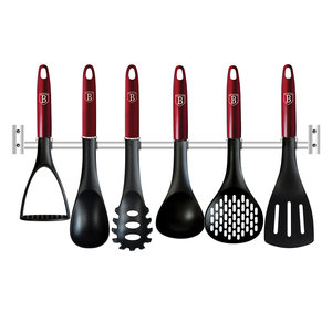 Berlinger Haus Σετ εργαλεία κουζίνας 7τμχ με επιτοίχια βάση, Metallic Line Burgundy Edition BH-6325