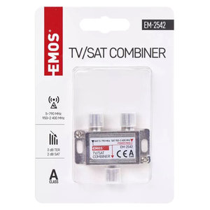 EMOS TV/SAT combiner J0198, 5–2.400MHz, 3dB TER/2dB SAT