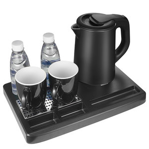 LIFE WELCOME ONYX HOTEL TRAY WITH 0.8L WATER KETTLE 1000-1360W AND 2 CERAMIC CUPS