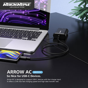 ROCKROSE καλώδιο USB-C σε USB Arrow AC, 2.4A, 1m, μαύρο