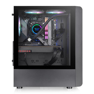 THERMALTAKE PC case mid tower S200 TG ARGB, 460x210x395mm, 3x fan, μαύρο