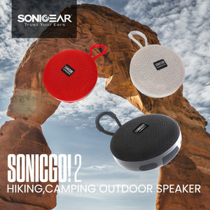 SONICGEAR SONICGO 2 BLUETOOTH 5.3 PORTABLE SPEAKER WITH MIC FM RADIO USB PLAYBACK RED