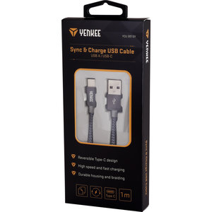 YENKEE YCU 301 GY Καλώδιο Φόρτισης/Δεδομένων USB σε Type C, 1m Γκρι