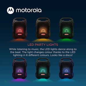 Motorola Rokr 800 Ασύρματο φορητό αδιάβροχο Bluetooth party speaker με LED, FM, USB, AUX, DC με 2 υποδοχές για μικρόφωνο ή κιθάρα – 40W RMS