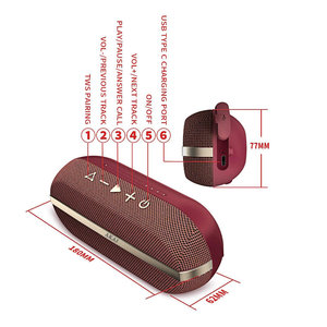 Akai ABTSW-30R Κόκκινο φορητό αδιάβροχο ηχείο Bluetooth με ύφασμα, AWS και handsfree-20W RMS