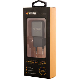 YENKEE YAC 2023BK USB Φορτιστής Κινητού QC3.0, 18W, Μαύρος