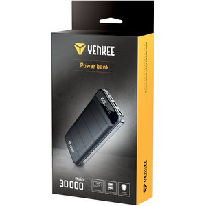 YENKEE YPB 3010 Power Bank 30000mAh με οθόνη LCD και 2 εξόδους USB A, Μαύρο