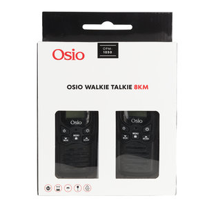 Osio OPM-1050 Mαύρο Επαναφορτιζόμενο PMR Walkie Talkie με φακό και καλώδιο 8 km – 0.5W