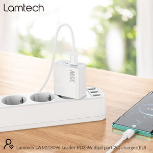 LAMTECH DUAL TYPE-C FAST CHARGER PD35W WHITE