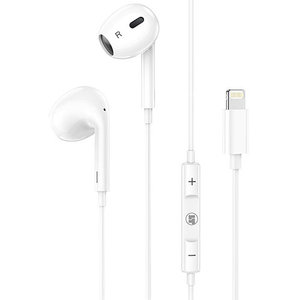 LAMTECH LIGHTNING WIRED EARPHONES WITH MICROPHONE WHITE REFURBISHED