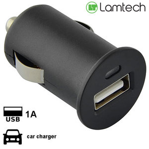 LAMTECH SINGLE USB CAR CHARGER 1A BLACK REFURBISHED