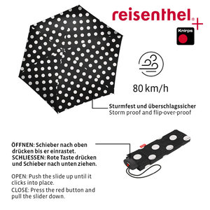 Reisenthel Ομπρέλα τσέπης μίνι χειροκίνητη 25x5.5x6.5cm Dots White