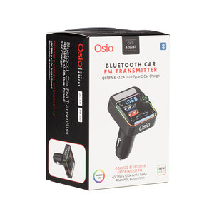 Osio OFT-4260BT Μαύρο FM transmitter και φορτιστής αυτοκινήτου με Bluetooth, USB Type-A, 2 Type-C, LED, Handsfree και θύρα δίσκου U – 54W