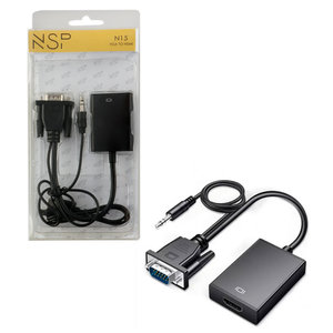 NSP N15 Μαύρος μετατροπέας (8336560) 3.5mm VGA αρσενικό σε HDMI θηλυκή θύρα 1920×1080