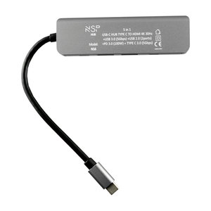 NSP N16 Γκρι USB-C Hub 5 σε 1 (8340239) Type-C σε HDMI 4K με 2 θύρες USB 3.0+2.0, PD 3.0 και Type-C 3.0