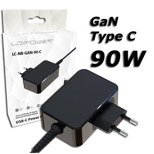 LC-POWER GaN USB-C NOTEBOOK ADAPTER 5-20V 3-4.5A 90W