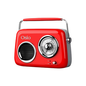Osio OPR-3040R Κόκκινο Ρετρό φορητό αναλογικό ραδιόφωνο με Bluetooth, AUX, USB, FM και subwoofer – 24W