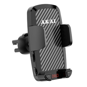 Akai FMT-C14BT Πολυλειτουργική βάση κινητού αυτοκινήτου και FM Transmitter με φορτιστή, Bluetooth, 2 USB, Type-C, ΤF, U-Disk, Aux-Out και Handsfree, 12V-24V