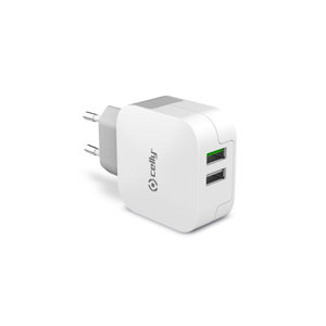 Celly Turbo Charge Travel Adapter 2 USB 3.4A White