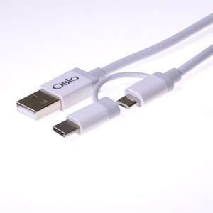 Osio OTU-495W Καλώδιο USB σε micro USB & USB TYPE C με αντάπτορα – 1 m