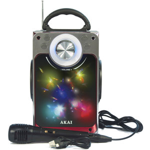 Akai CEU7300-BT Φορητό ηχείο Bluetooth karaoke με LED, μικρόφωνο, FM, USB, micro-SD και Aux-In – 6W