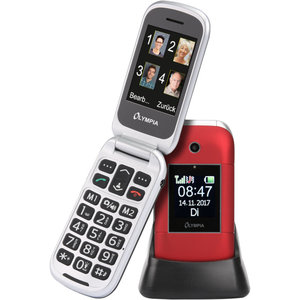 Olympia JANUS GR Κόκκινο (Ελληνικό Μενού) Κινητό τηλέφωνο για ηλικιωμένους με κουμπί SOS, Bluetooth και 2 οθόνες