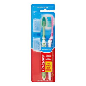 COLGATE οδοντόβουρτσα Extra Clean με καπάκι, medium, 2τμχ